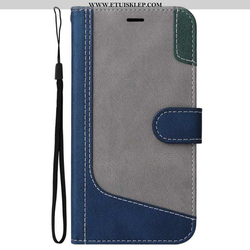 Etui Folio do Oppo A94 5G Trójkolorowy Ze Smyczą